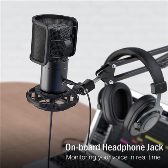 USB Gaming Streaming Microphone Kit for PC Computer,Condenser Mic Set with Stand - Picture 2 of 6